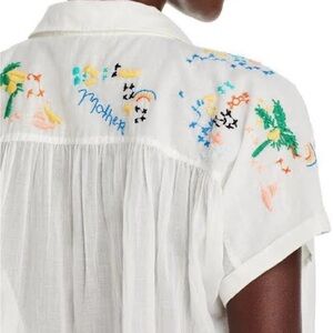 MOTHER  White Shirt with Colorful Embroidery
